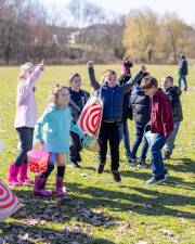 Kids excitedly wait to collect Easter eggs at the PBA annual Easter Egg Hunt at Chester Commons Park