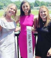 Pictured from left to right overlooking Historic Track are Jennifer Martin, principal of Goshen High School, Miss New York 2021 Sydney Parks and Kiersten Swayne, teacher and coach at Goshen High School. Photos provided by Regina Clark/Goshen Chamber of Commerce.