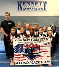 Kennett Xcel Bronze team. Front (L to R) – Cameron Marino, Orlagh Browne, Amari Simpson, Abby Avener and Logan Schlosser. Back (L to R) – Coach John Smales, Kinsley Kendrick, Lily Sternkopf, Dylan Gaffney, Gabby Figueroa and Eliana-Grace Asante-Boateng.
