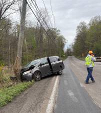 On April 25, patrol units responded to the area of State Route 17A near Houston Road in the Town of Goshen for an alleged personal injury automobile accident involving a vehicle that crashed into a utility pole.