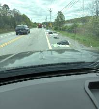 On April 29, Patrol units were met with a staggering sight, a quarter-mile stretch of Route 17M was blanketed in trash bags and household waste.