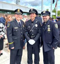 Photo left to right: NYPD Detective Kevin Earl, Washingtonville Officer Matt Earl and Town of Goshen Police Chief James Post.