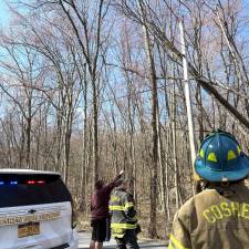 Goshen Police Officers assisted the Goshen Fire Department with traffic control to ensure public safety until the scene was turned over to Orange and Rockland Utilities.