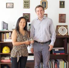 Pharmacist Susan Qu with State Sen. James Skoufis. Qu located 400 doses of Pfizer and Johnson &amp; Johnson vaccines earlier this spring to establish a clinic for teachers and school personnel within the Monroe-Woodbury School District. Provided photo.