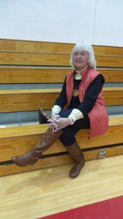 Goshen school board president Judy Green oversees activities before the ceremony (Photo by Frances Ruth Harris)