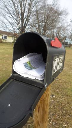 The SWPPP (Storm Water Pollution Prevention Plan) box at the Greens at Chester, easily opens, has no lock, and contains many reports -- which stop in mid-July (Photo by Frances Ruth Harris)