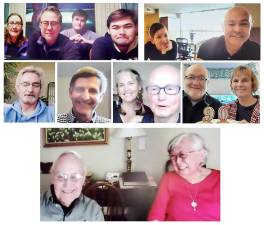 From the East Coast to the West Coast, Edmund Stevenson's family celebrated his 90th birthday with a Zoom party. Edmund is pictured in the lower left photo.