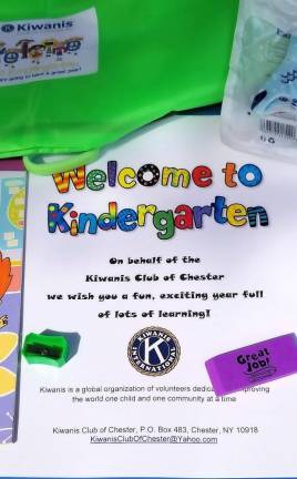 This is the Kiwanis Club’s message to incoming Chester kindergarten students.