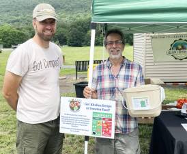 Pictured from left to right are Ermin Silkjovic, recycling coordinartor for Orange County, and Chad Pilieri, Grow Local Greenwood Lake founder. Photo by Peter Lyons Hall.