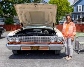 Barbara Gendron with her 1963 Chevy Creamsicle at 2023 Goshen Car Show. Photos by Sammie Finch