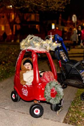 Beau, 1, of Chester at his first Holiday Light Parade in Chester, NY. Photos by Sammie Finch