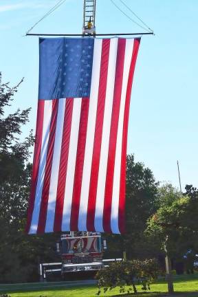 An American flag at last year’s Patriot Day ceremony at the Orange County Arboretum at Thomas Bull Memorial Park in Montgomery.