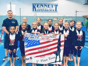 The Kennett School of Gymnastics Xcel Silver Team took first place.