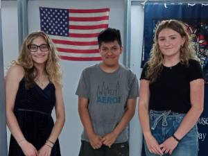 Left to right were scholarship winners Carly Weinberger, Christopher Olivera and Alexandra Coard.