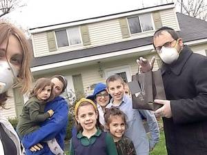 As part of a new program called Chabad Love and Care, members of the Borenstein family will come to your door, singing Shabbat songs and bringing chicken matzah ball soup and homemade challah.