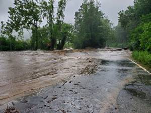 Flooding near the Long Mountain traffic circle on Sunday, July 9. Photo courtesy of New York State Police