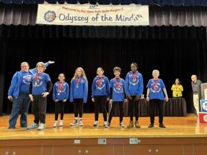 The Losee Team (CJH) won first place and the Ranatra Fusca Award at the regional Odyssey of the Mind competition.
