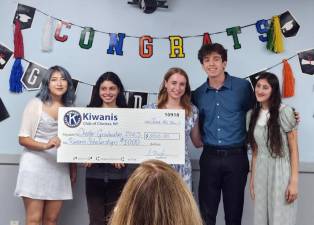 Pictured from left to right are Chester Kiwanis Club scholarship recipients: Brisa Gonzalez, Elena Paulino, Julie Malone, Ryan D eVico and Alia Mahmood-ul-Haq. Photo provided by the Chester Kiwanis Club.