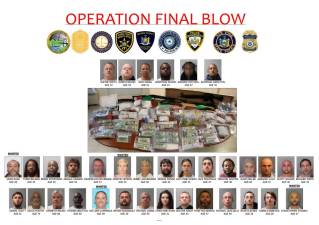 Tri-state “Operation Final Blow” nets 36 arrests and big haul of fentanyl, heroin, cocaine, ecstasy, oxycodone and firearms