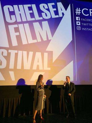 Moderator Joanna Pickering and filmmaker Brock Mullins held a Q&amp;A session at the Chelsea Film Featival. Photo courtesy of the Chelsea Film Festival