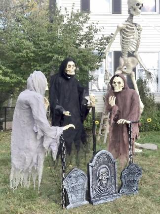 You’ll find this ghoulish collection of skeletons, head stones and other Halloween curiosities at the corner of Church Street and Minisink Trail in the Village of Goshen, thanks to the efforts of John and Pasqua Fiore and their sons Anthony and Marco did the installation. If you’d like to share photos of your Halloween decorations with The Chronicle, email them along with your name and location to editor.ch@strausnews.com. We’ll look to run as many as we can before the big event. (Photo by Jeff Storey)