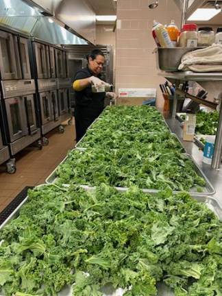 Kale chips being made at the Monroe-Woodbury School District. Photo provided.