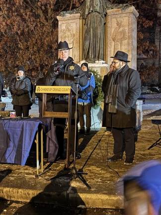 Orange County Sheriff Paul Arteta (left) and Rabbi Meir Borenstein of Chabad Goshen.