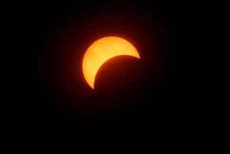 Warwick resident Robert Breese captured the eclipse about halfway through its coverage.