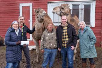 Carol Kalajian, Mike Angle, Amanda Brook, Conor McCabe, and Peggy Cullen with Jezebel and Martin.