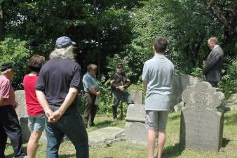 Members of Augustus van Horne Ellis Camp #124 Sons of Union Veterans of the Civil War conducted a graveside ceremony in honor of Colonel Alexander Wilkin at Slate Hill Cemetery in Goshen.