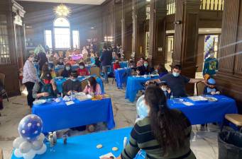 Chabad of Orange County in Goshen recently hosted a workshop for children and parents, led by Shannon Auerbach with Rivkie Borenstein as her side kick, in preparation for Chanukah. Photos provided by Chabad of Orange County in Goshen.