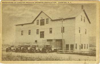 Photo postcard of the Warehouse of Chester Produce Growers Association, taken in 1920 after the building was finished.