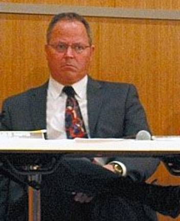 Stephen Brescia faces down public anger at a hearing over Valley View last year (Photo by Ginny Privitar)