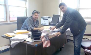 Chester Supervisor Robert Valentine (left) and Councilman Orlando Perez at Chester town hall on Nov. 1. I just wanted the facts to be on record after hearing comments in the community, Valentine said.