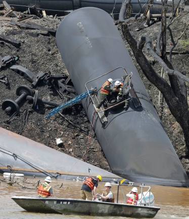 A derailed CSX oil train in Virginia earlier this year.