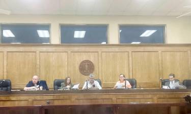 Members of the Chester Town Board, from left to right: Bob Courtenay, Linda Zappala, Robert Valentine, Cindy Smith, Brandon Holdridge;