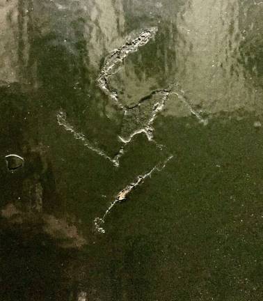 A picture of a swastika etched in state Sen. Brad Hoylman&#x2019;s Greenwich Village apartment building on Nov. 15.