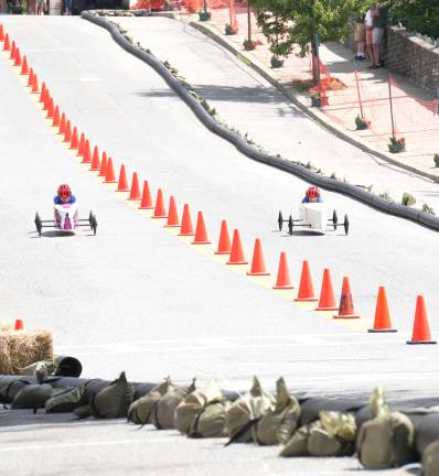 Racers compete int the Port Jervis Soap Box Derby.