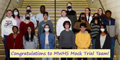 County champions, the Monroe-Woodbury mock trial team: Azure Bolling, Anushree Buragohain, Alexandra Butkevich, Matthew Ebenhoe, Jude Farrell, Anthony Grueiro, Cristal Jimenez, Grayson Joseph, Revathi Kalavakuri, Matthew Kuchar, Ethan Laderman, Emma Malabanan, Anya Malhotra, Anne Mangatt, Mia Montevirgen, Reyanna Moralez, Matthew Ocasio, Peter Phelan, Jenna Rowen-Delson, Zachary Rowen-Delson, Victoria Sharmine-Gloria and Kira Thabet. Photo provided.