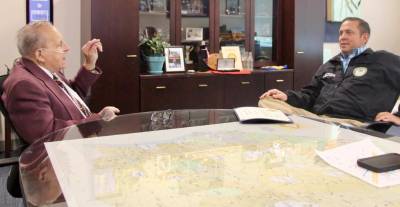 Orange County Executive Steven M. Neuhaus and Patrick Colman in his office on Monday, May 1. Photo provided by the Office of Orange County Executive.