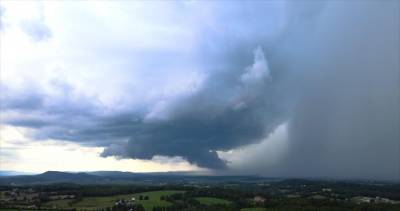 This photo was taken via drone just before a tornado reportedly touched down in the Town of Goshen on June 30, 2023.