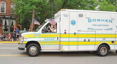 GOVAC President George Lyons waves to onlookers at the Memorial Day parade in May 2018. GOVAC is on hand for many community events to aid medical assistance, if needed. File photo.