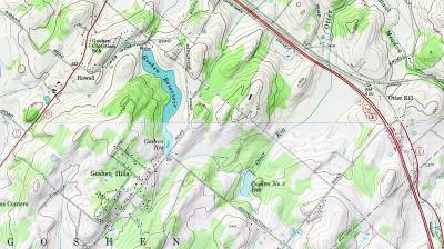 According to the village's 2017 Drinking Water Quality Quality Report, water from Greenhill Reservoir (No. 2 Reservoir, off Conklingtown Road, in the lower part of map) is pumped in summer and fall to the main reservoir, where the water flows by gravity to the village's water sewage treatment plant off Route 17.