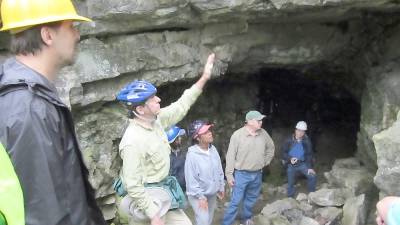 At the entrance to one of the Dutchess Quarry Caves
