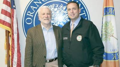 David Church (left) with Orange County Executive Steve Neuhaus