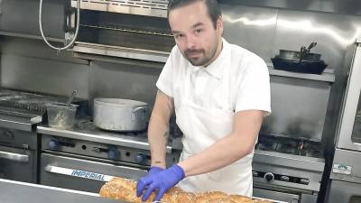 Bryce Stevenson in the Hotel Fauchère kitchen