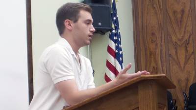 Brandon Holdridge asked the town board about loud noise coming from Camp Monroe late at night.