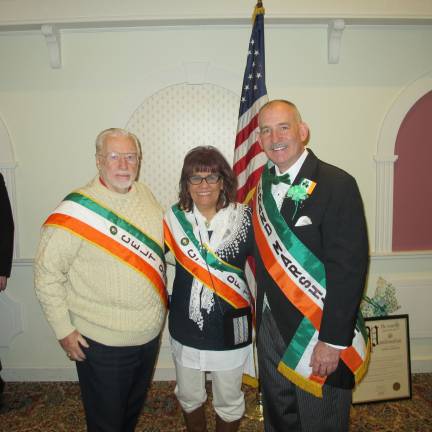 Ed and Judy Bailey (left) with George Anderson, Grand Marshall of the 2017 Mid-Hudson St. Patrick's Parade in Goshen, (Photo by Heidi Mauler)