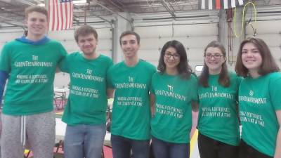 From left: A few of the Green Teen members: Tristan Brideweser, President Jacob Mott, Joseph Catalano, Ekhine Alvalos, treasurer Laura Edwards, and Brenna Lawson