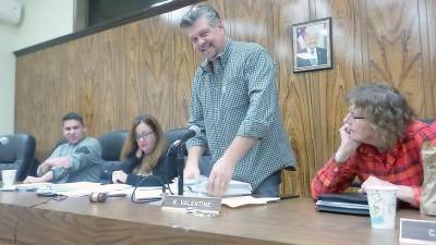 The town board last Wednesday night: Councilman Orlando Perez, Town Clerk Linda Zopallo, Supervisor Bob Valentine, and Councilwoman Cindy Smith. Councilmen Ryan Wensley and Vincent Finizia were absent.